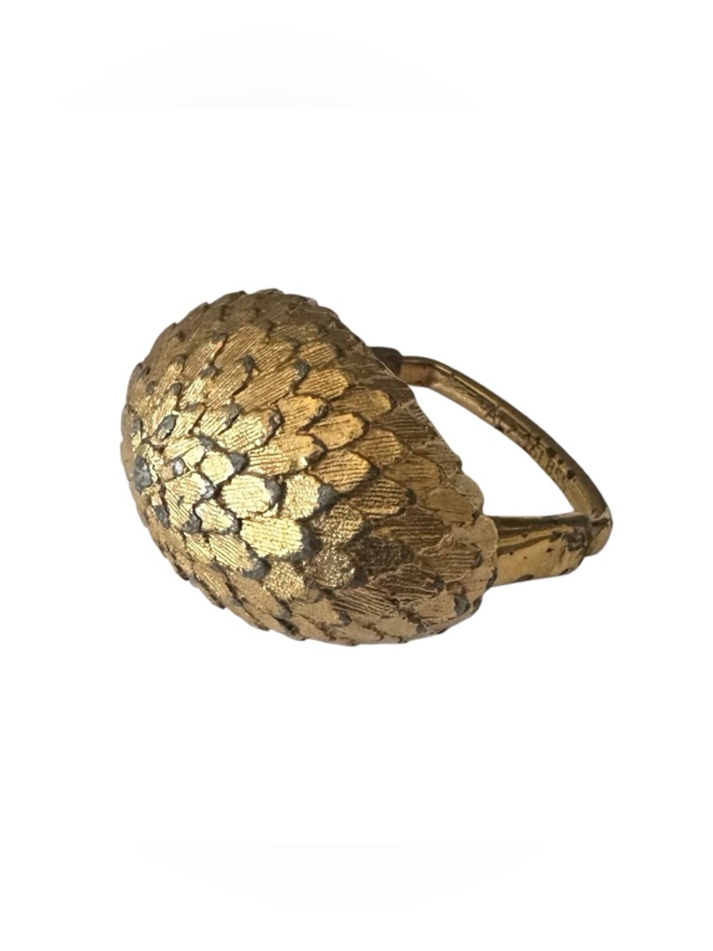 Gold Tone Scaled Dome Cocktail Ring - Women Jewelry